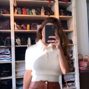 Express negin mirsalehi fuzzy polo top